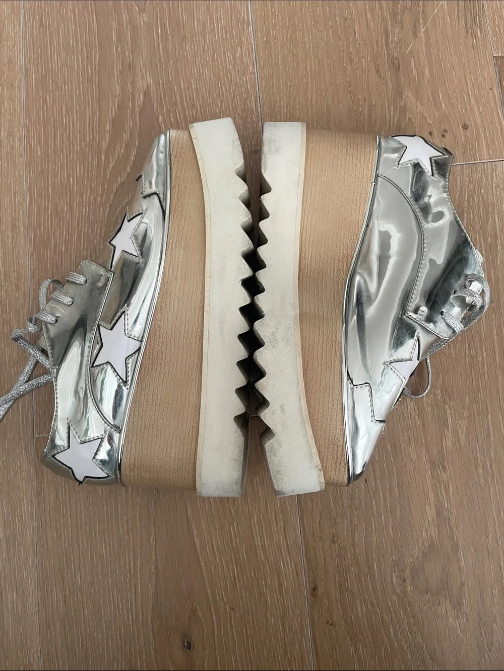 Silver Star-Accent Platform Oxfords - Women